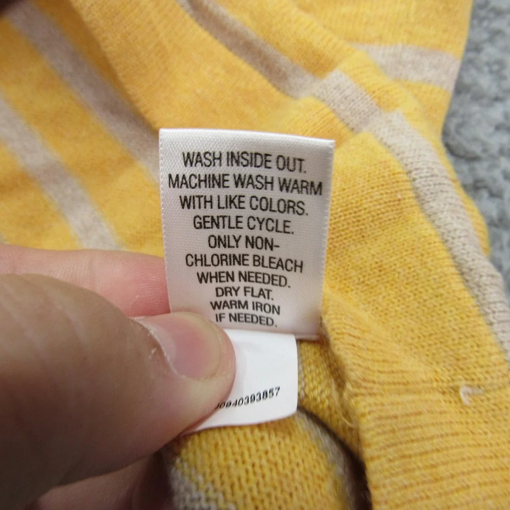 Croft & Barrow Women's Yellow‎ Striped Cotton Knit Top Button Detail Med